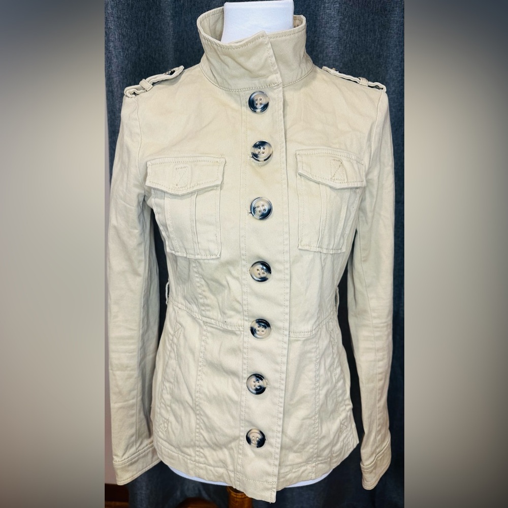 Divided Cream Button-Up Military Style Jacket Size 8 - Picture 5 of 14